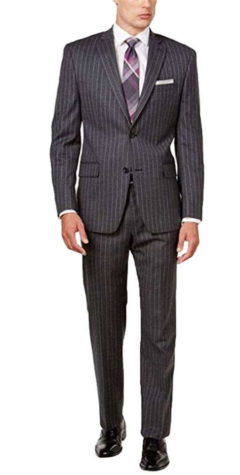 Michael Kors Mens Classic Two Button 2 Piece 100 Wool Suit Grey