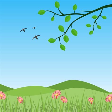 Spring Natural With Green Vector Background 02 Free Download