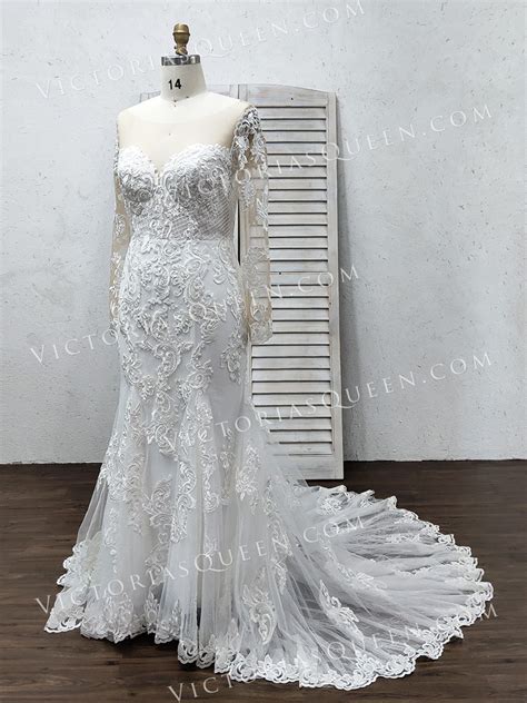 Vq Fashion Lace Long Sleeve Sweetheart Mermaid Wedding Dress