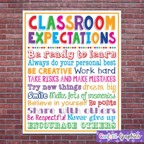 Classroom Expectations Rules Teacher Appreciation Sign Poster Etsy