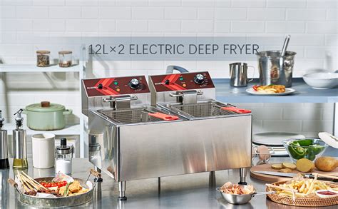 Mua EGGKITPO Deep Fryers Commercial Deep Fryer 12L X 2 Large Dual Tank