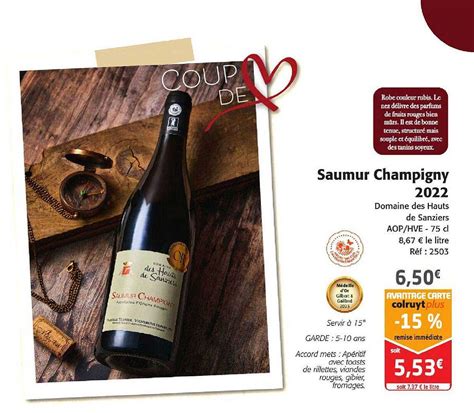 Promo Saumur Champigny 2022 Domaine Des Hauts De Sanziers Chez Colruyt