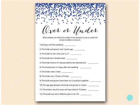 Navy Blue Bridal Shower Game Printable Magical Printable