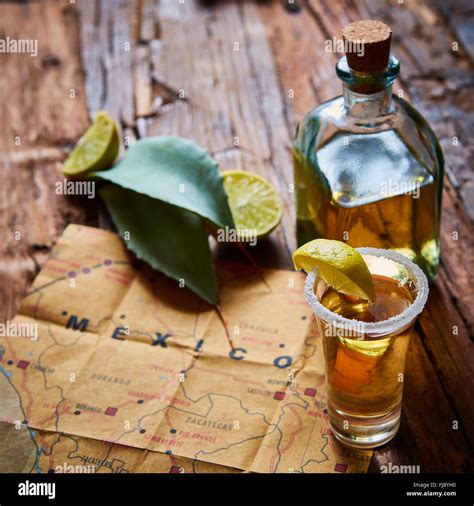 Tequila Shot With Lime And Sea Salt Stock Photo Alamy