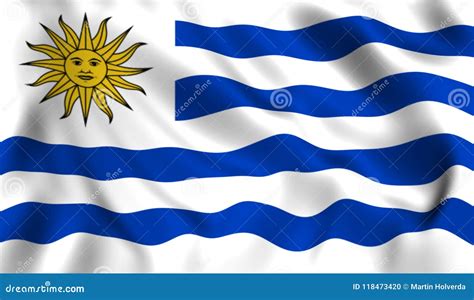 Bandera De Uruguay Que Agita En El S Mbolo Del Viento Del Pa S De