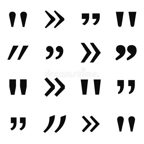 Vector Illustration Set Of 16 Different Quotation Marks Isolated On