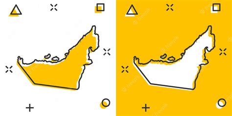 Premium Vector Vector Cartoon United Arab Emirates Map Icon In Comic Style United Arab