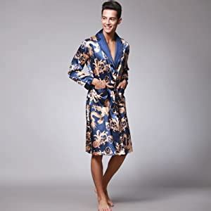 Sidiou Group Robe De Chambre Kimono Homme Peignoir Satin Robe Kimono