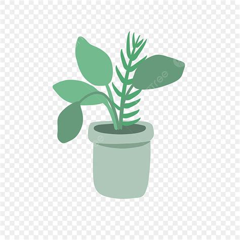 Green Potted Plants White Transparent Hand Drawn Cute Green Pot Plants