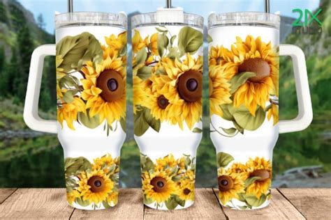 D Sunflower Oz Quencher Tumbler Wrap Graphic By Xstudio Creative