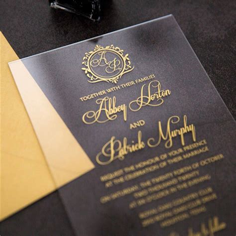 Gold Acrylic Wedding Invitation Translucent Acrylic | Etsy