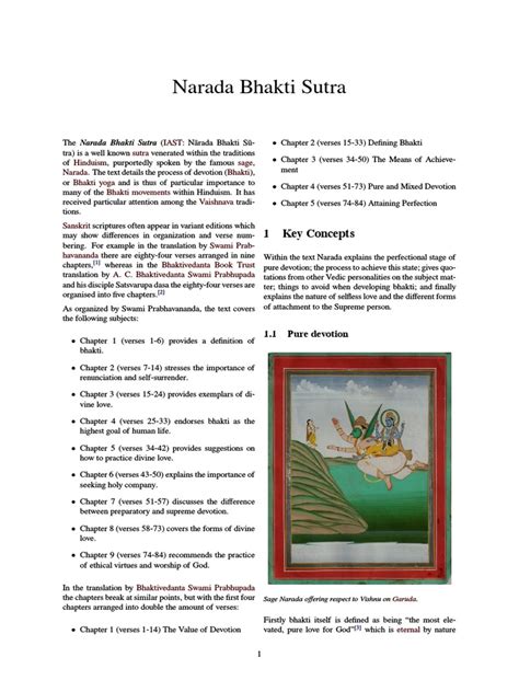 Narada Bhakti Sutra 1 Key Concepts Pdf Indian Religious Texts