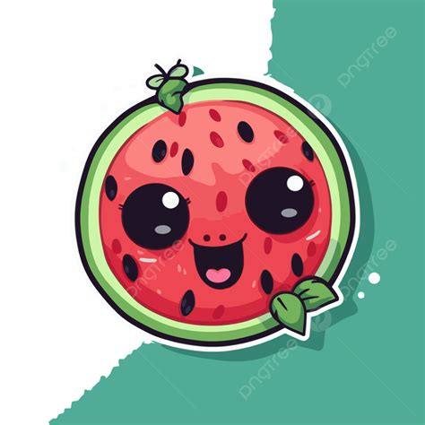 Kawaii Watermelon Sticker Vector Illustration Clipart Cute Watermelon