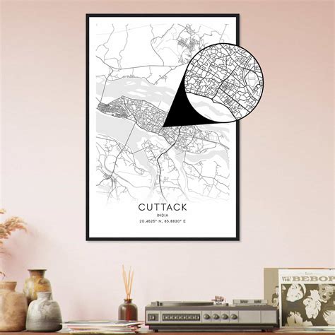 Cuttack India Map Poster, Cuttack City Road Wall Art Print - Custom ...