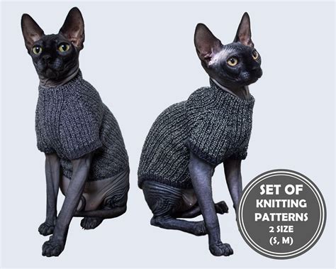 SET OF 2 Cat seamless sweaters knitting patterns // 2 Size: S | Etsy