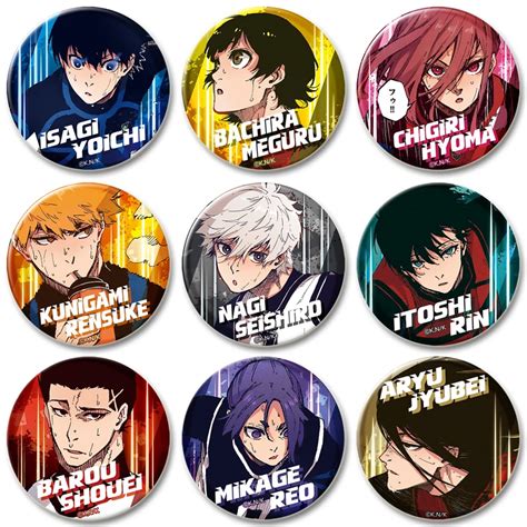 Anime Blue Lock Button Round Pins Personaggio Dei Cartoni Animati Isagi