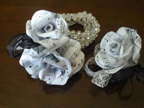 Sheet Music Roses Wrist Corsage And Bouttenier Made By Me For My Son