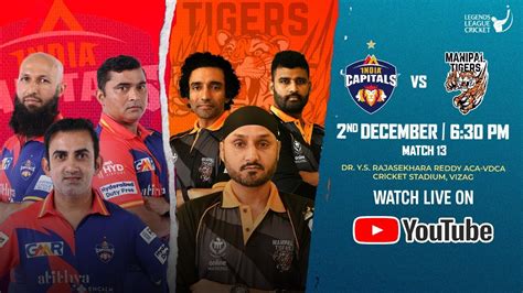 Live Live India Capitals Vs Manipal Tigers Legends League Cricket