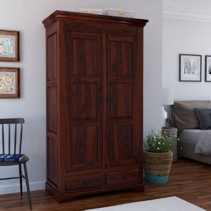 Bozeman Rustic Solid Wood Wardrobe Large Armoire With Drawers