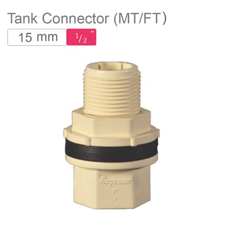 Supreme Aquagold Upvc Tank Connector Mt Ft Mm Sch Off White