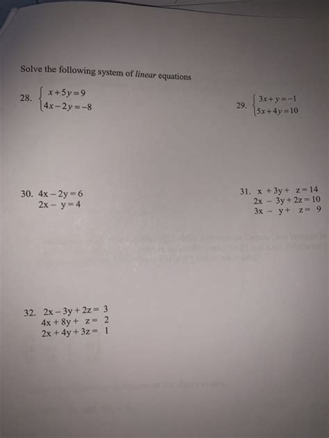 Solved Solve The Following System Of Linear Equations X 5y 9 Chegg