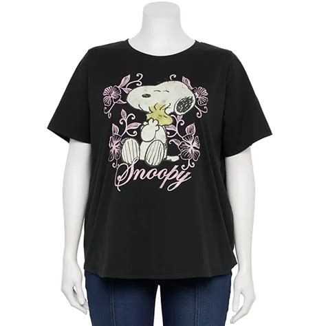 Plus Size Peanuts Snoopy And Woodstock Graphic Tee