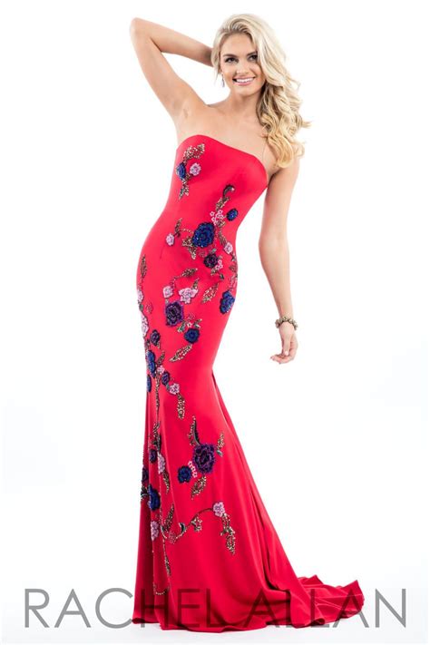 Rachel Allan 7504 Floral Beaded Jersey Gown French Novelty