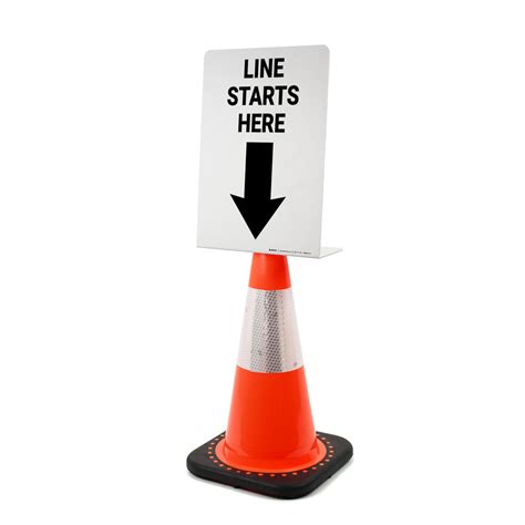 Line Starts Here Arrow Down Portrait Single Sided Cone Signs