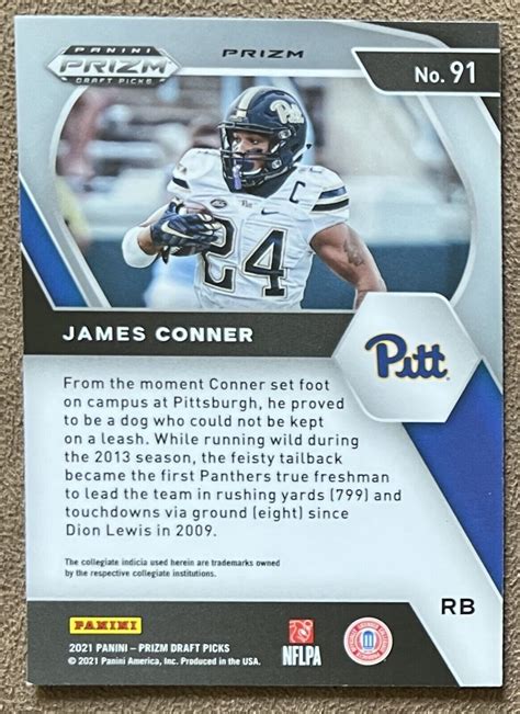 2021 Panini Prizm Draft Picks Silver Prizm 91 James Conner For Sale