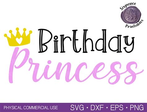 Birthday Princess Svg Princess Crown Svg Birthday Svg Birthday Etsy