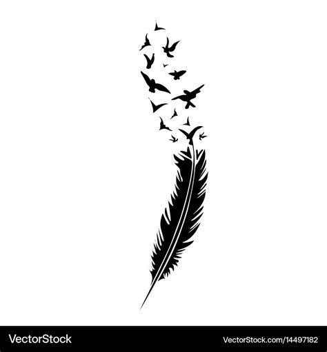 Black-and-white feather on white background Vector Image