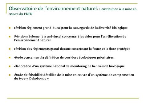 Prsentation Du Rapport De LObservatoire De Lenvironnement Naturel