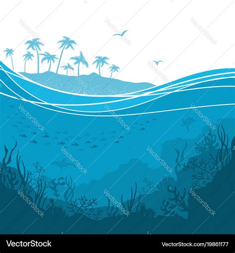 Underwater Sea Background With Sea Waves Vector Image