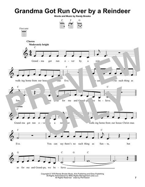 Grandma Got Run Over By A Reindeer By Randy Brooks Sheet Music For