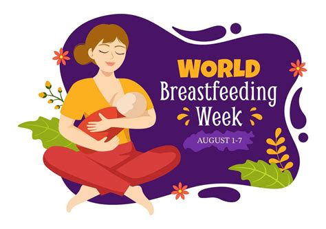 World Breastfeeding Week Vector Illustration Of Feeding Of Babies With