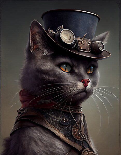 A Black Cat Wearing A Steampunk Hat