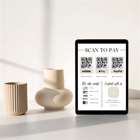 Editable Scan To Pay Card Template Editable Canva Template QR Code Sign