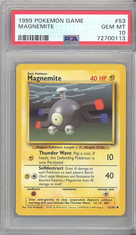 Psa Pokemon Card Base Magnemite Common Gem Mint