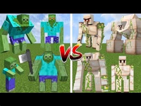 All Mutant Zombies Vs All New Golems Battle In Minecraft YouTube