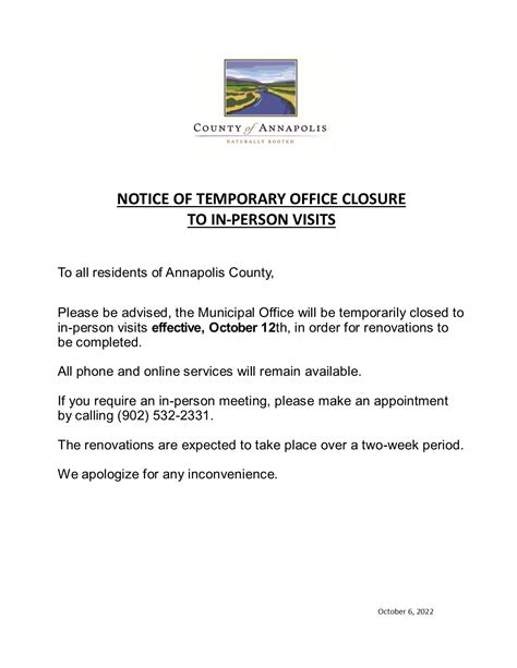 Municipality Of The County Of Annapolis Municipal Office Temporarily