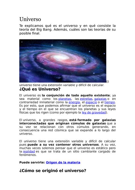 Universo Universo Te explicamos qué es el universo y en qué consiste