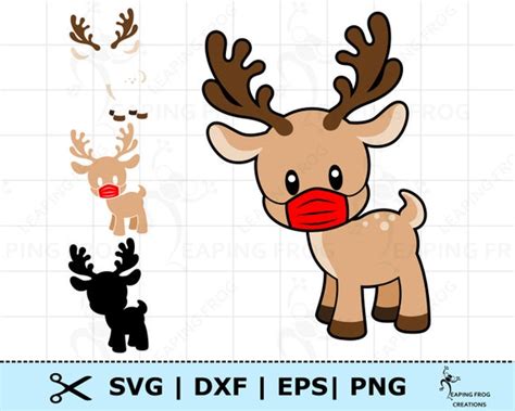 Art Collectibles Reindeer SVG PNG Reindeer Face Christmas SVG Red