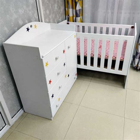 Mdf Baby Cot With Chest Of Drawers Zawadi Babyshop