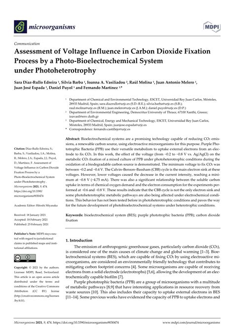 (PDF) Assessment of Voltage Influence in Carbon Dioxide Fixation Process by a Photo ...