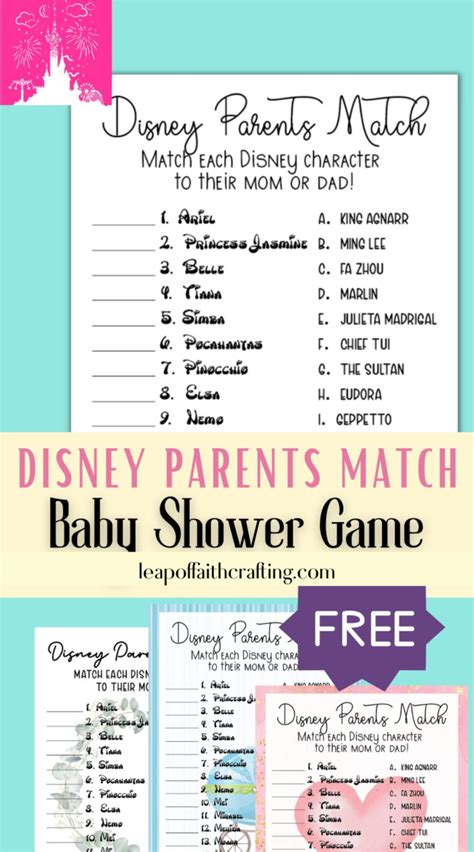 Disney Parents Matching Game Free Printables Leap Of Faith Crafting