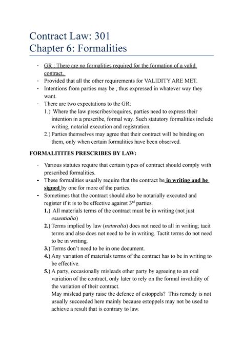 Chapter 6 Fromalities Contract Law 301 Chapter 6 Formalities GR