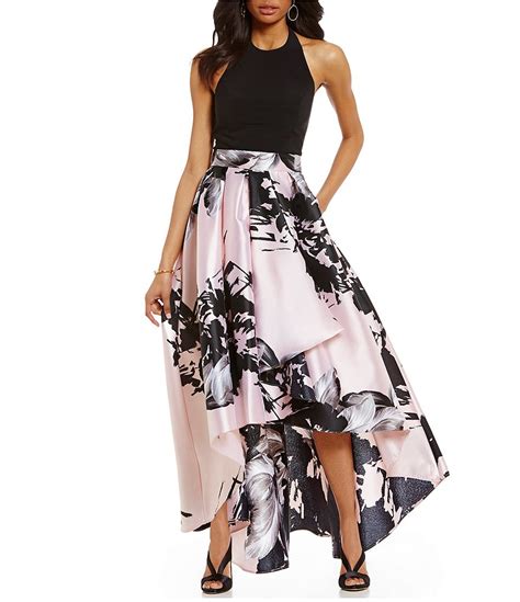 Ignite Evenings Halter Floral Print Hi Low Dress Dillards