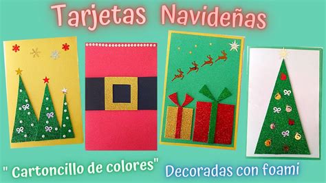 Diy Tarjetas Navide As Con Cartulina Cartoncillo De Colores Y Fomi