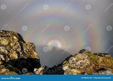 Brocken Spectre Also Called Brocken Bow Or Mountain Spectre Appeared On Pico Do Arieiro Royalty ...