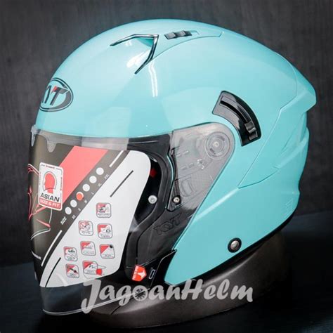 Helm Kyt Nfj Solid Aqua Blue Nf J Double Visor